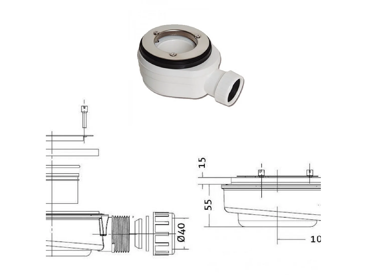 Receveur de douche 90x90cm extra plat MADISON en résine surface ardoisée béton