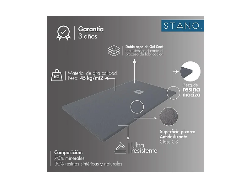 Plato de ducha resina COVER BLANCO  80x160cm