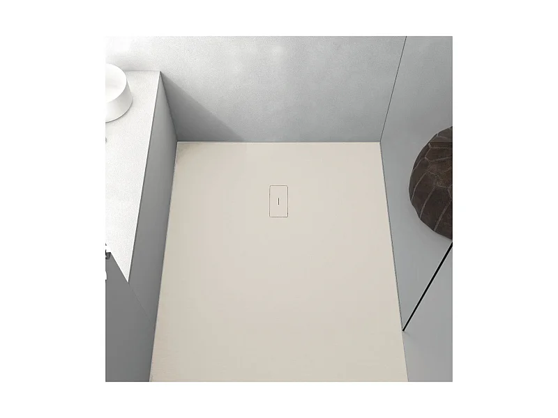 Piatto doccia ultrasottile 100 x 140 cm FUSENCE in resina finitura ardesia sabbia