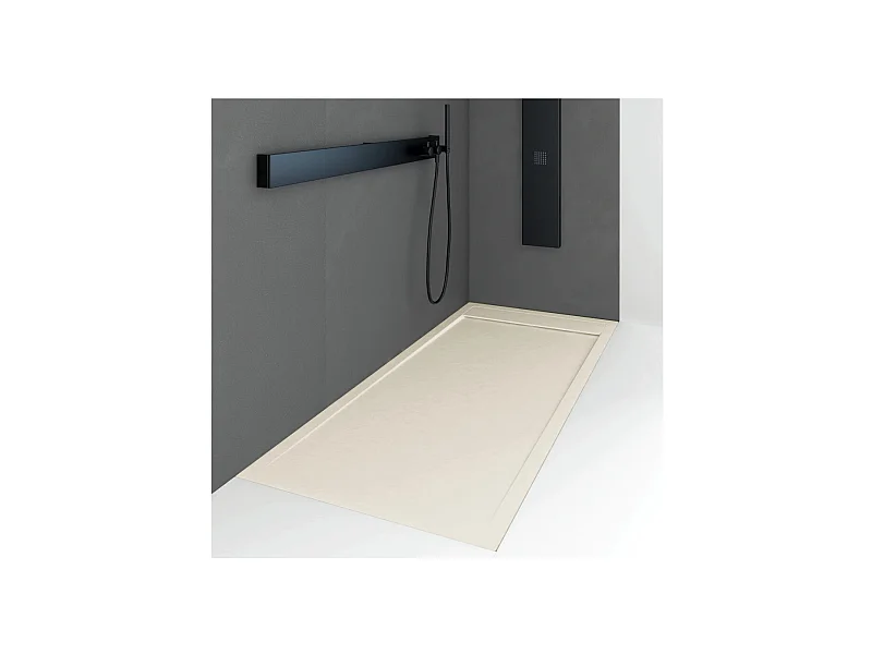 Piatto doccia ultrasottile 80 x 140 cm QUERA in resina finitura ardesia sabbia