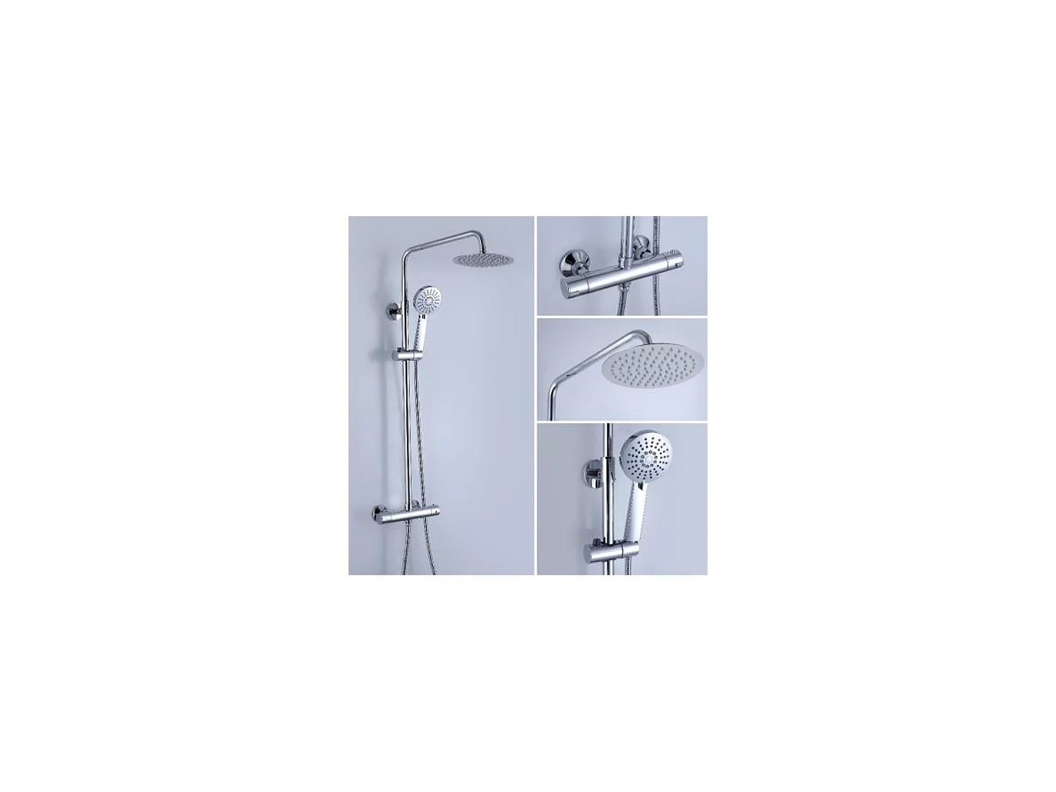 Kit Piatto doccia ultrasottile 90 x 170 cm PIATTO Nero + Colonna doccia termostatica Finitura cromata