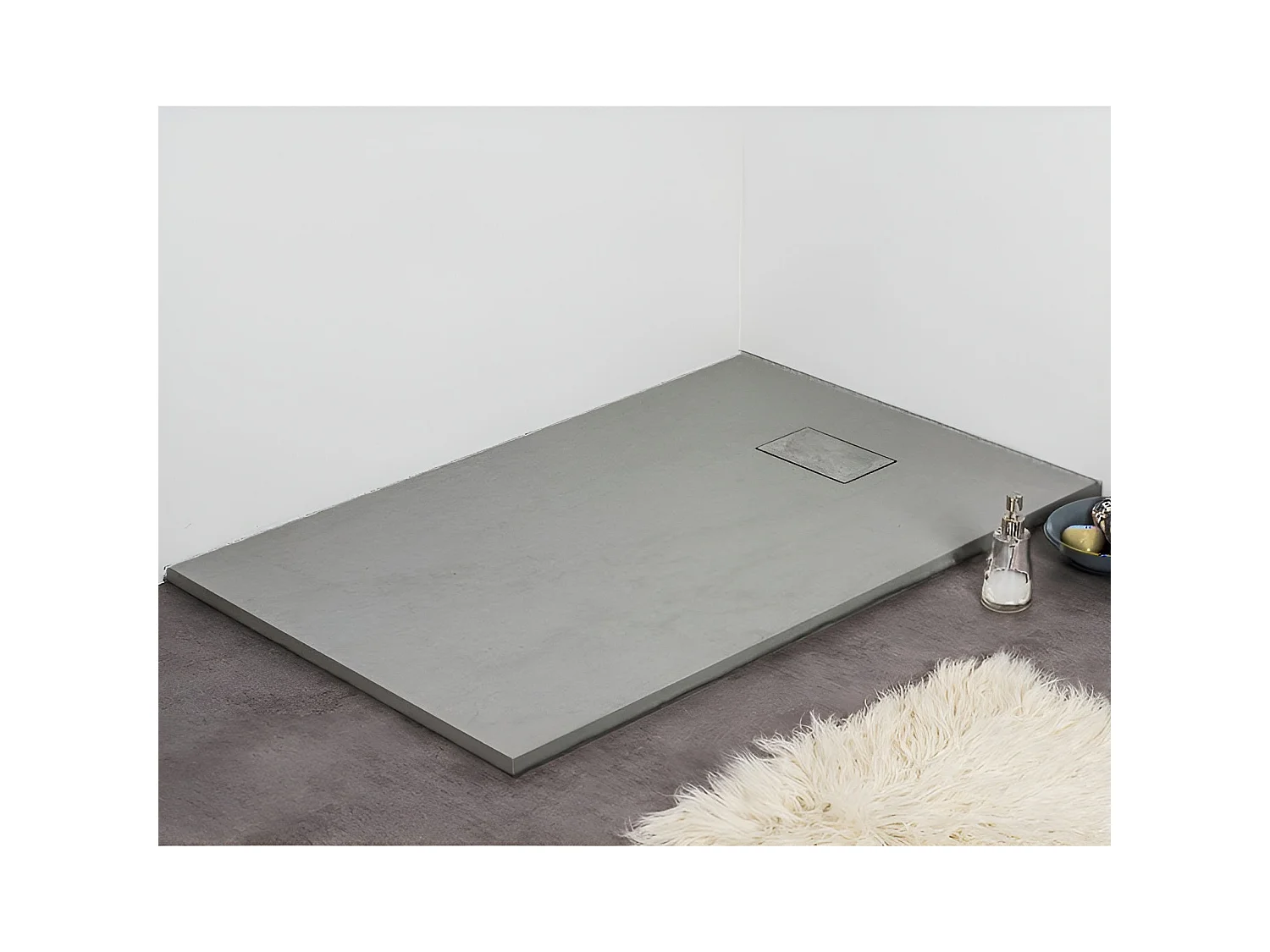 Receveur de douche 90 x 180 cm extra plat gris PIATTO en SoliCast® surface ardoisée