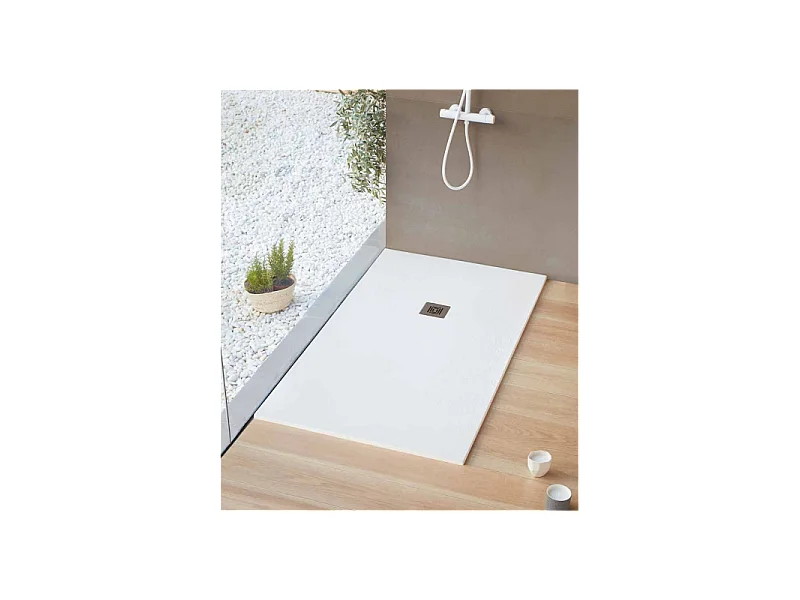 Receveur de douche 80 x 110 cm extra plat LOGIC surface ardoisée rectangulaire blanc