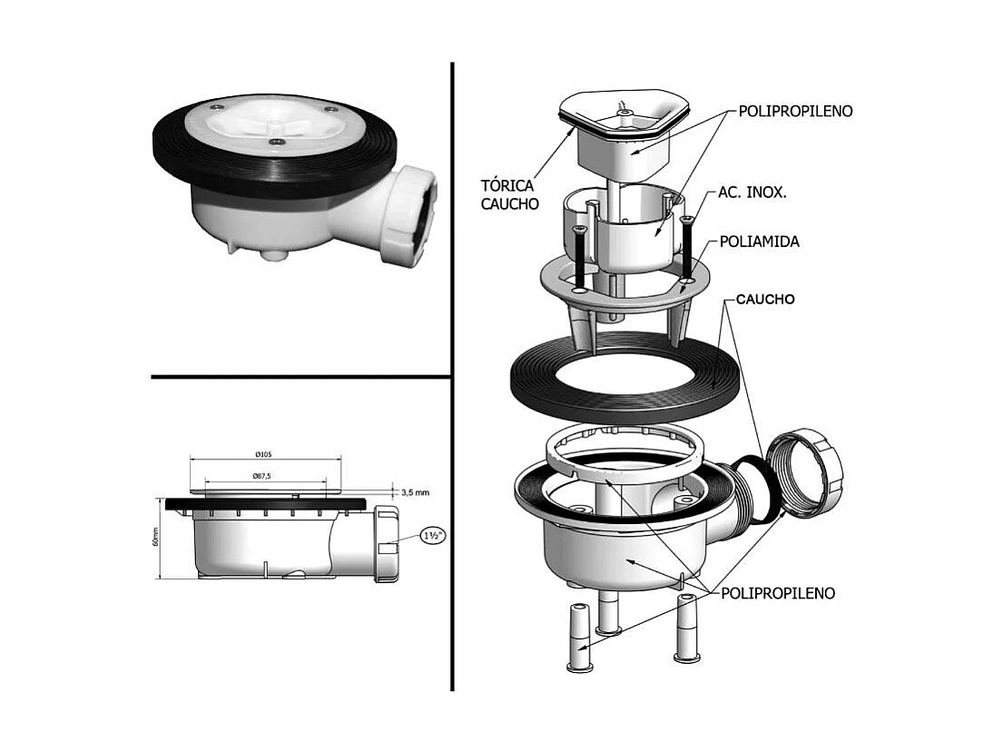 Receveur de douche 90 x 170 cm extra plat QUORE en résine surface ardoisée béton