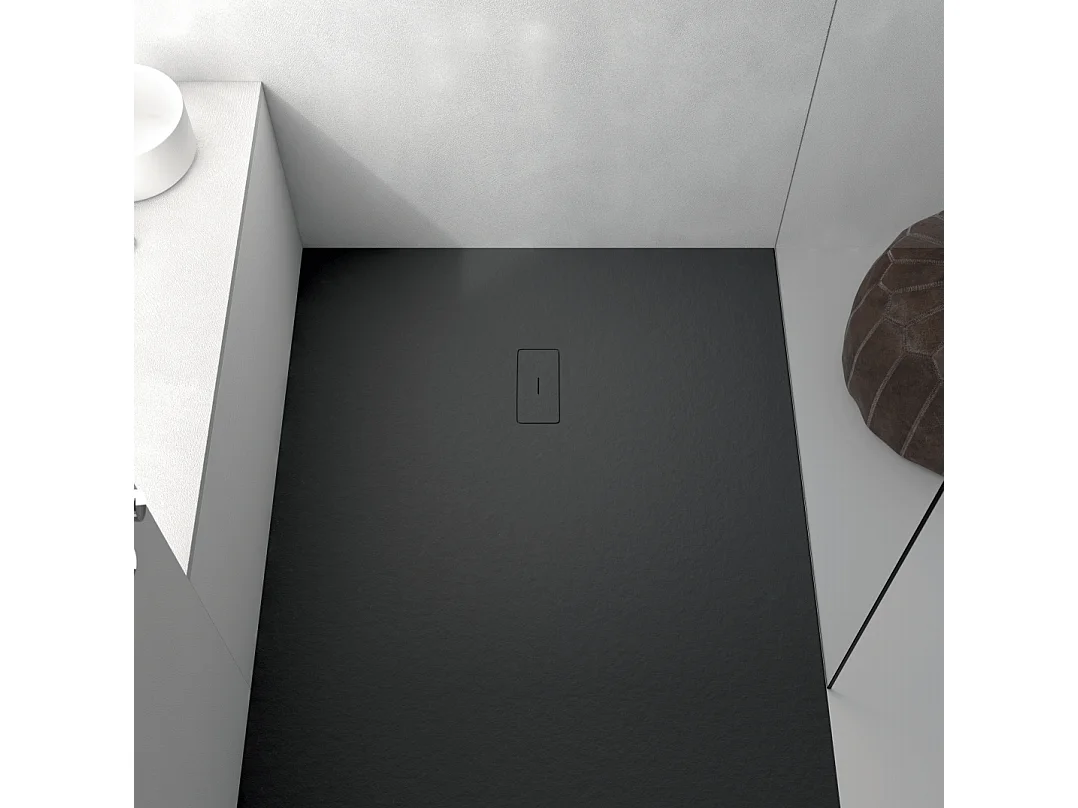 Piatto doccia ultrasottile 80 x 200 cm FUSENCE in resina finitura ardesia cemento