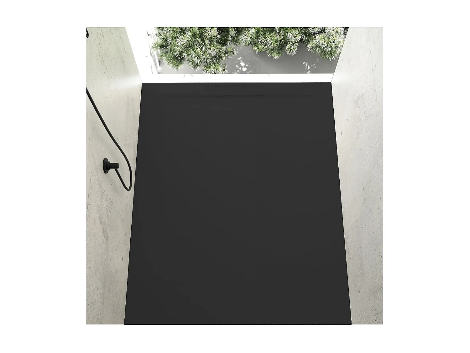 Mineralguss-Duschwanne extra flach COVER Schieferoptik SCHWARZ 80x100cm