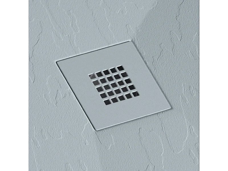 Mineralguss-Duschwanne extra flach ONDA Schieferoptik GRAU 100x180 cm  Auslaufschutz in Farbe