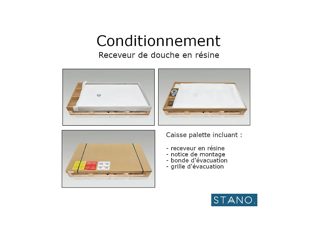 Mineralguss-Duschwanne extra flach ONDA Schieferoptik ANTHRAZIT 90x160 cm