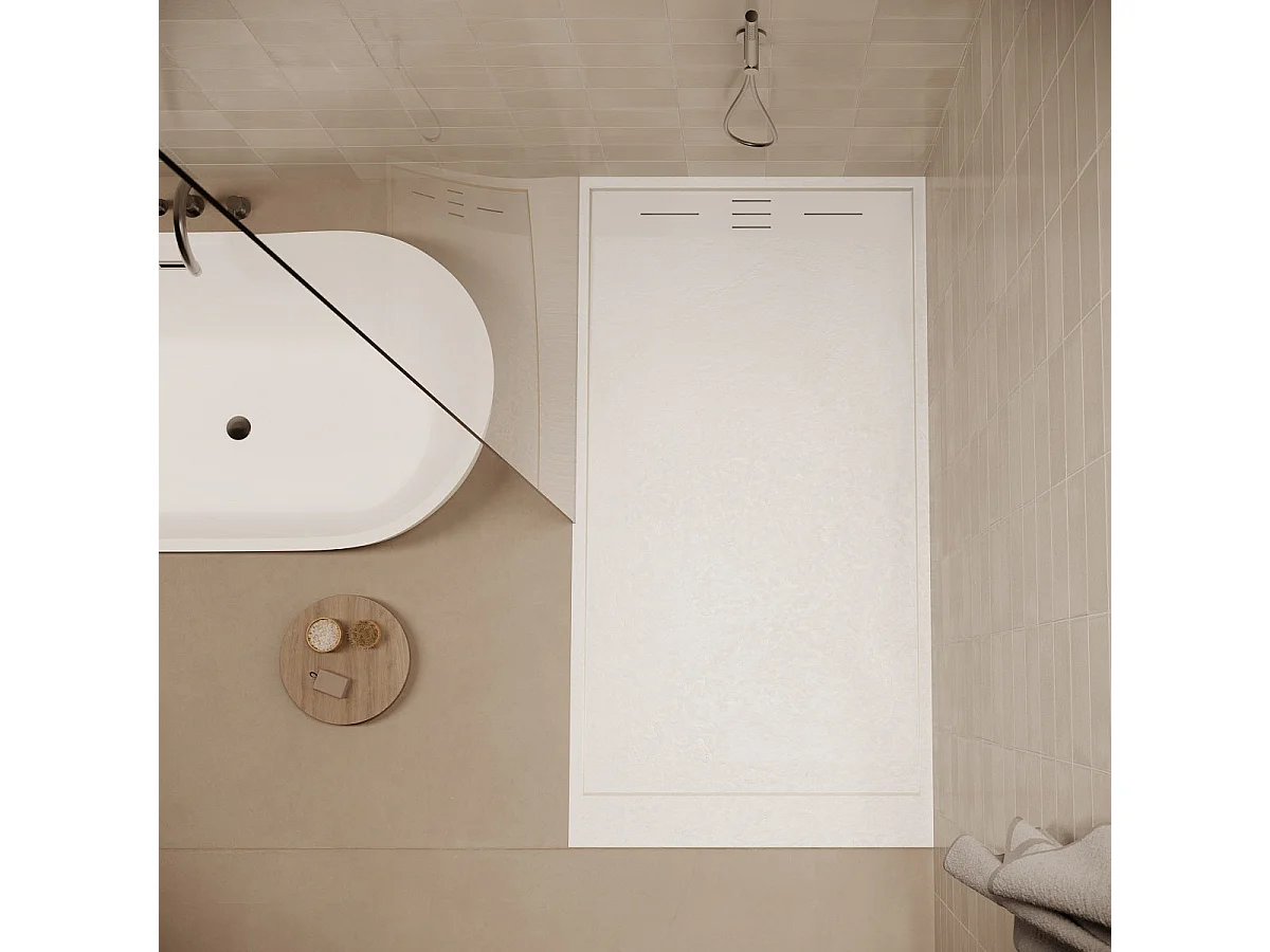 Receveur de douche 90 x 150 cm extra plat blanc SALVI en SoliCast® surface ardoisée