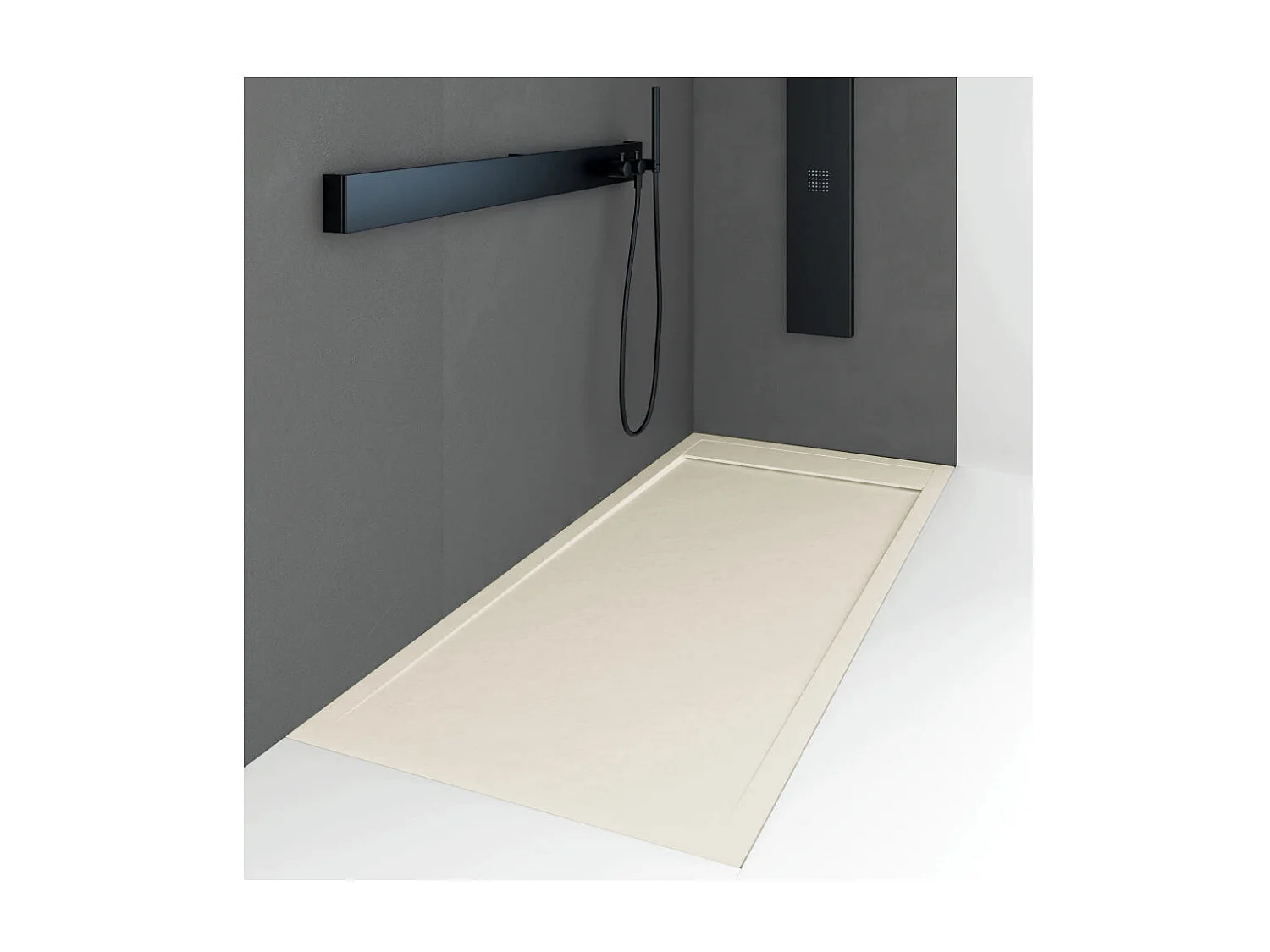 Piatto doccia ultrasottile 90 x 160 cm QUERA in resina finitura ardesia sabbia