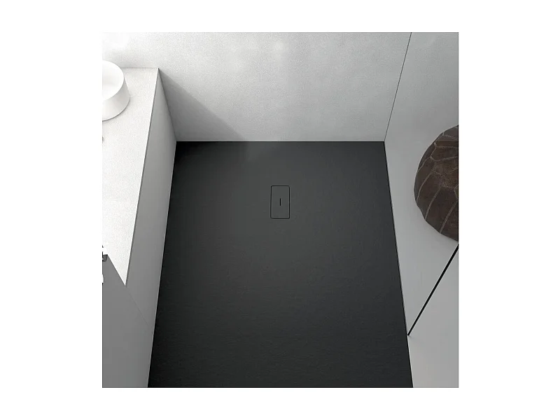 Piatto doccia ultrasottile 90 x 120 cm FUSENCE in resina finitura ardesia nero