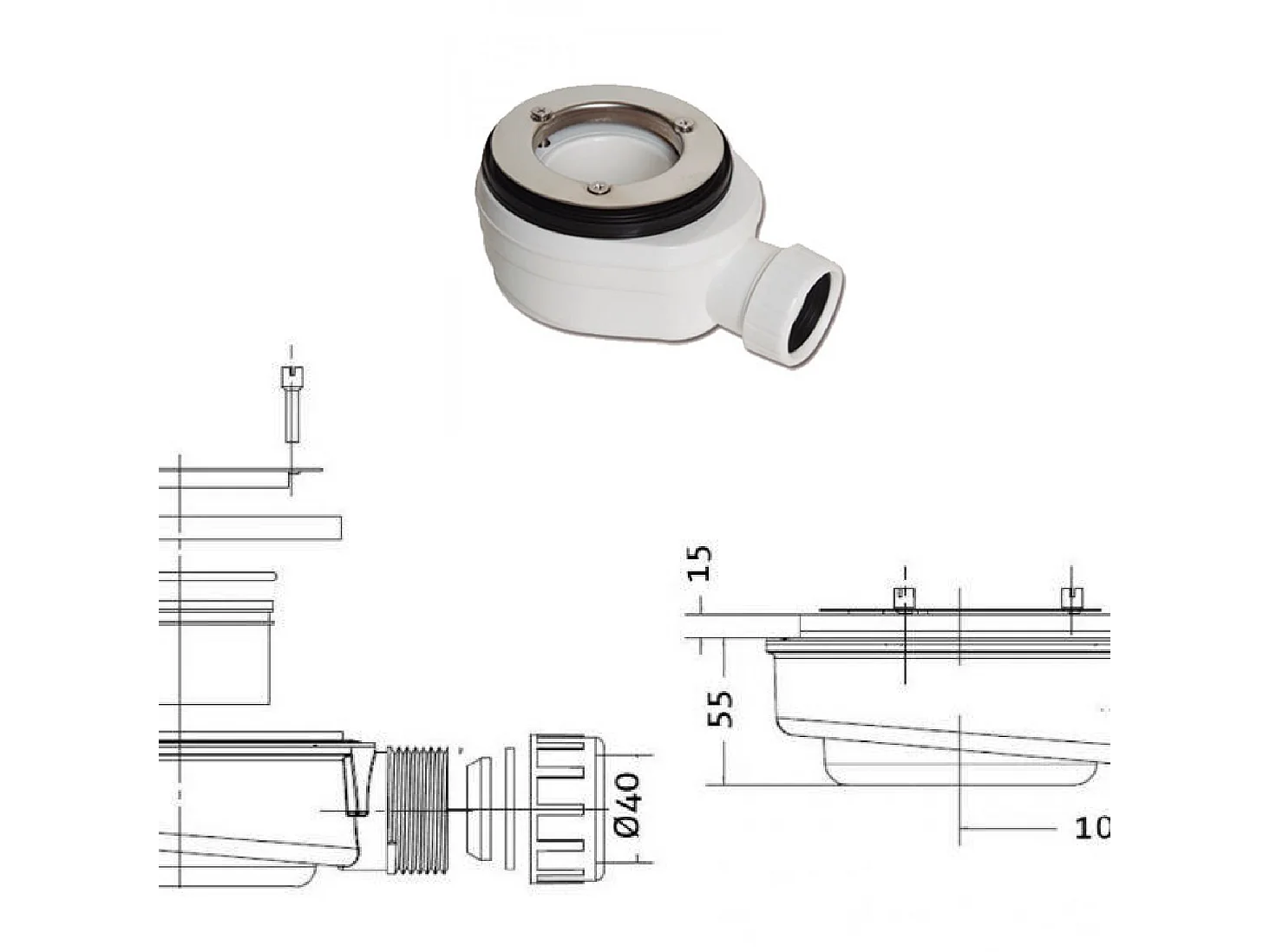 Piatto doccia ultrasottile 100 x 160 cm MARIANA in resina finitura ardesia antracite