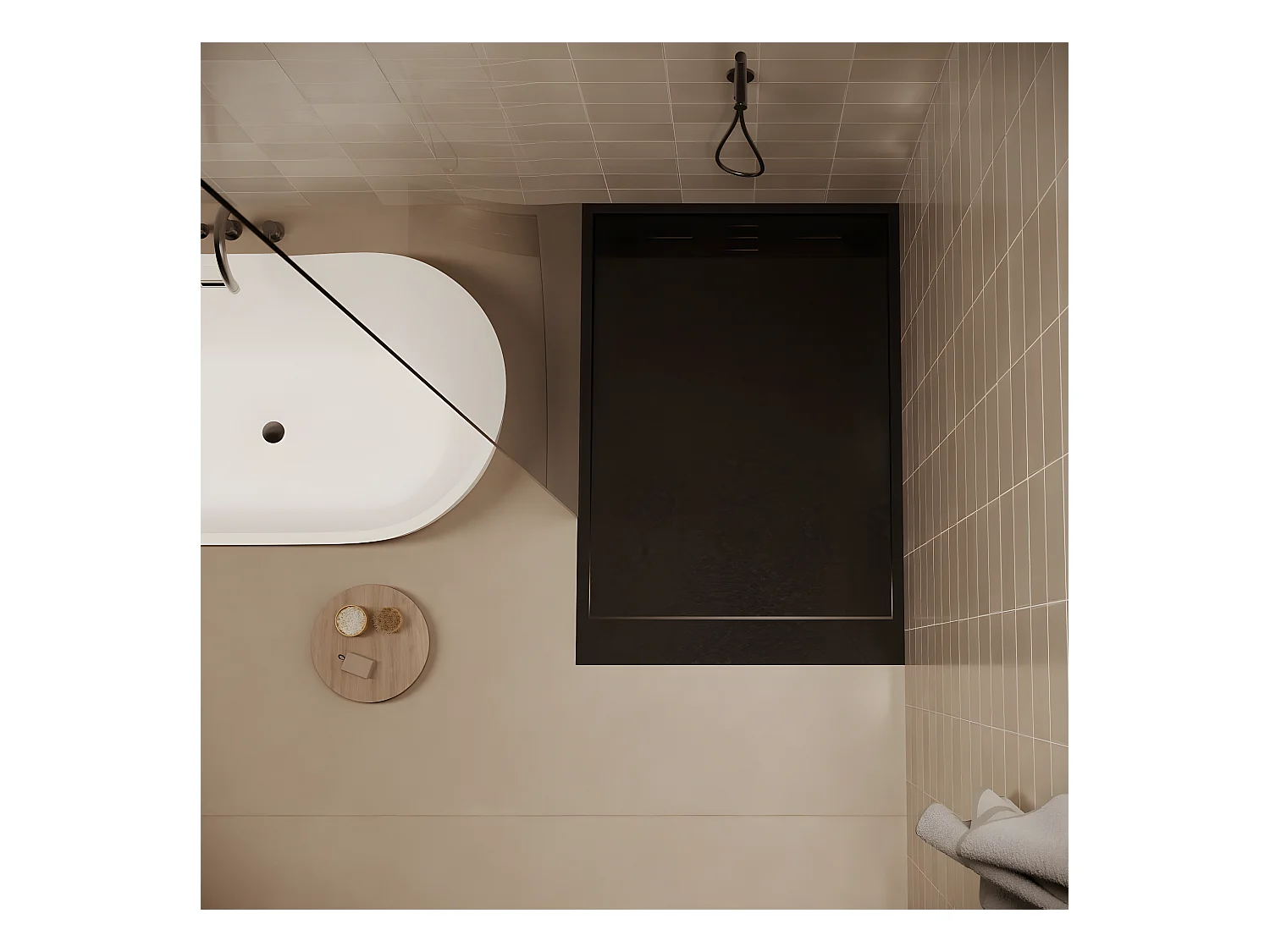 Receveur de douche 90 x 140 cm extra plat SALVI en SoliCast® surface ardoisée noir