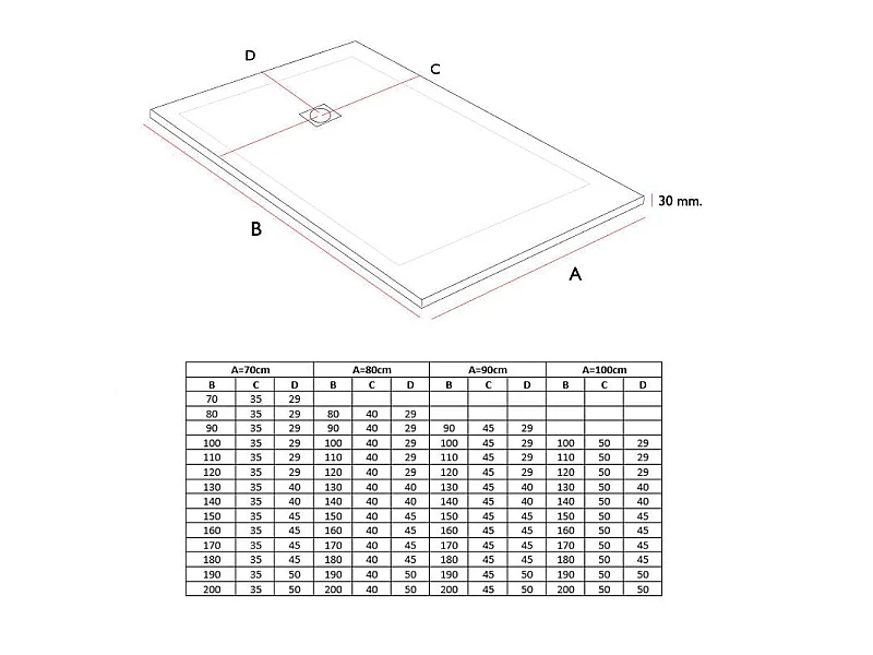 Mineralguss-Duschwanne extra flach ONDA Schieferoptik ANTHRAZIT 70x120 cm