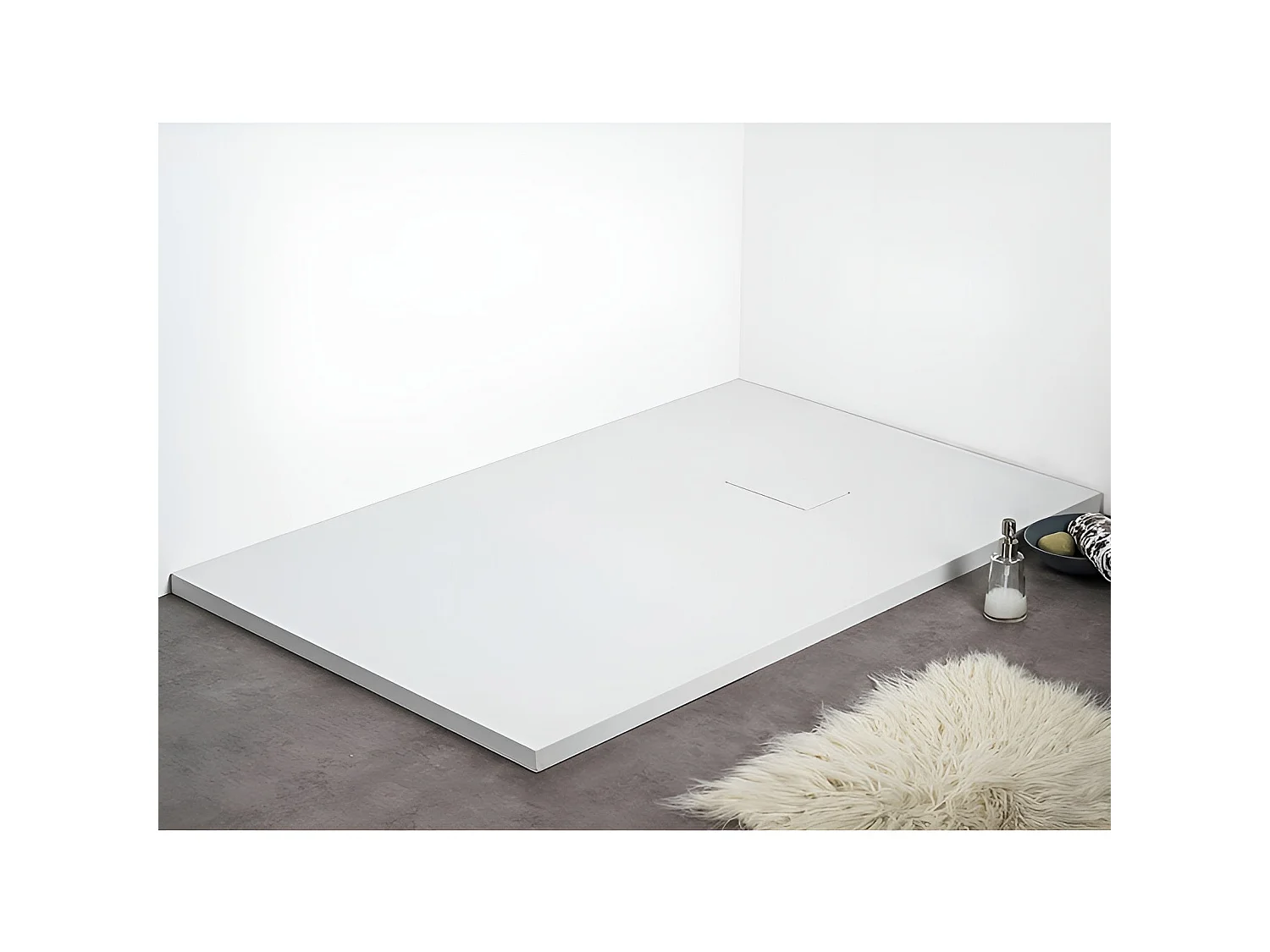 Receveur de douche 80 x 160 cm extra plat blanc PIATTO en SoliCast® surface ardoisée