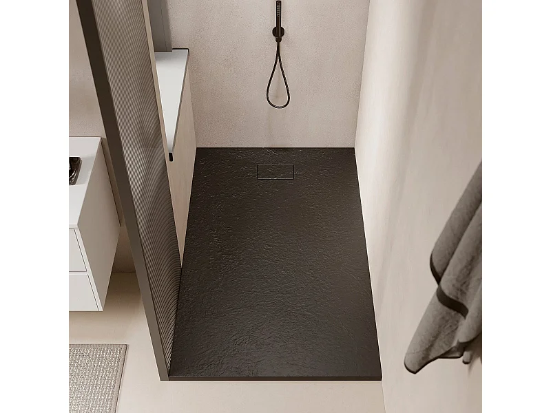 Piatto doccia ultrasottile 90 x 180 cm PIATTO in SoliCast® finitura ardesia nero