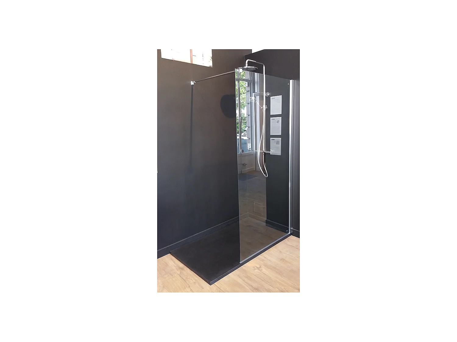Receveur de douche 90 x 180 cm extra plat PIATTO en SoliCast® surface ardoisée noir
