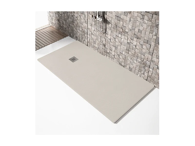 Piatto doccia ultrasottile 80 x 150 cm MARIANA in resina finitura ardesia sabbia