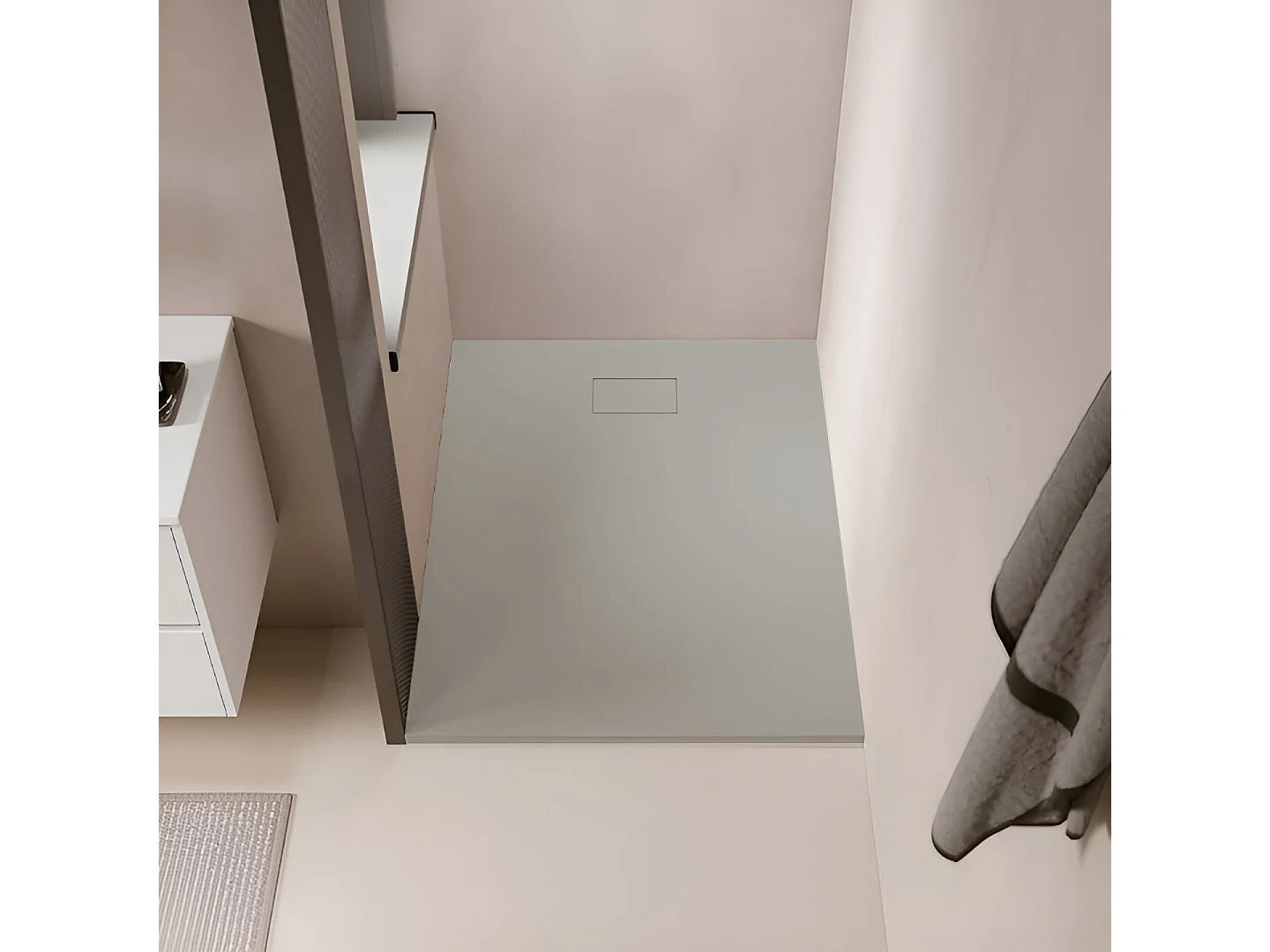 Receveur de douche 90 x 160 cm extra plat gris PIATTO en SoliCast® surface ardoisée