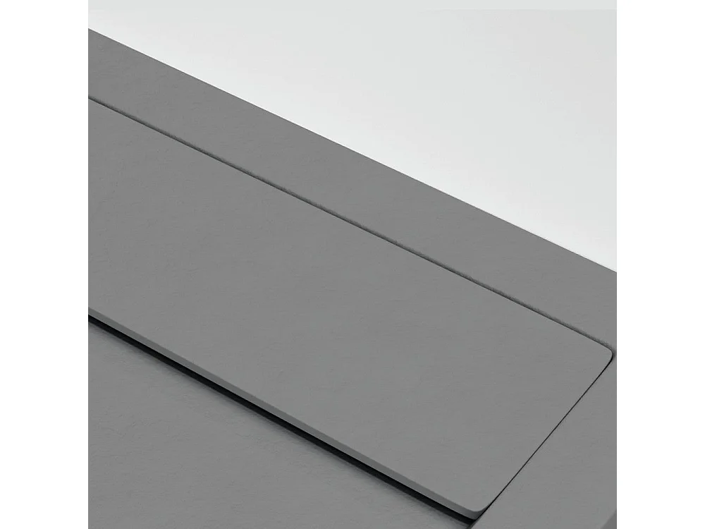 Mineralguss-Duschwanne extra flach QUORE Schieferoptik GRAU 80x100cm