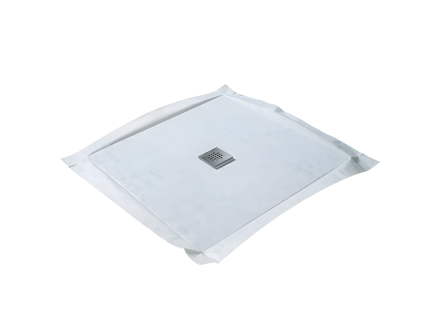 Piatto doccia da piastrellare FLATBORD 4 pendenze con membrana impermeabile e scarico ultrapiatto 120 x 120 cm