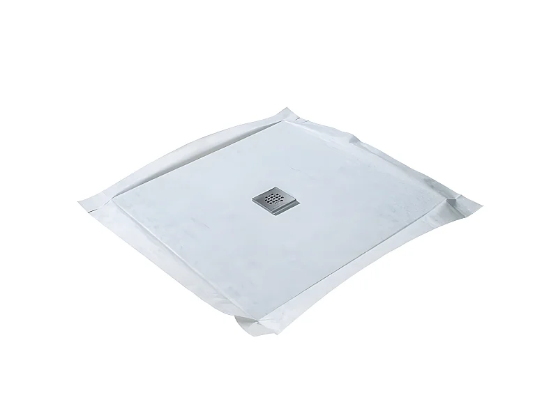 Piatto doccia da piastrellare FLATBORD 4 pendenze con membrana impermeabile e scarico ultrapiatto 120 x 120 cm