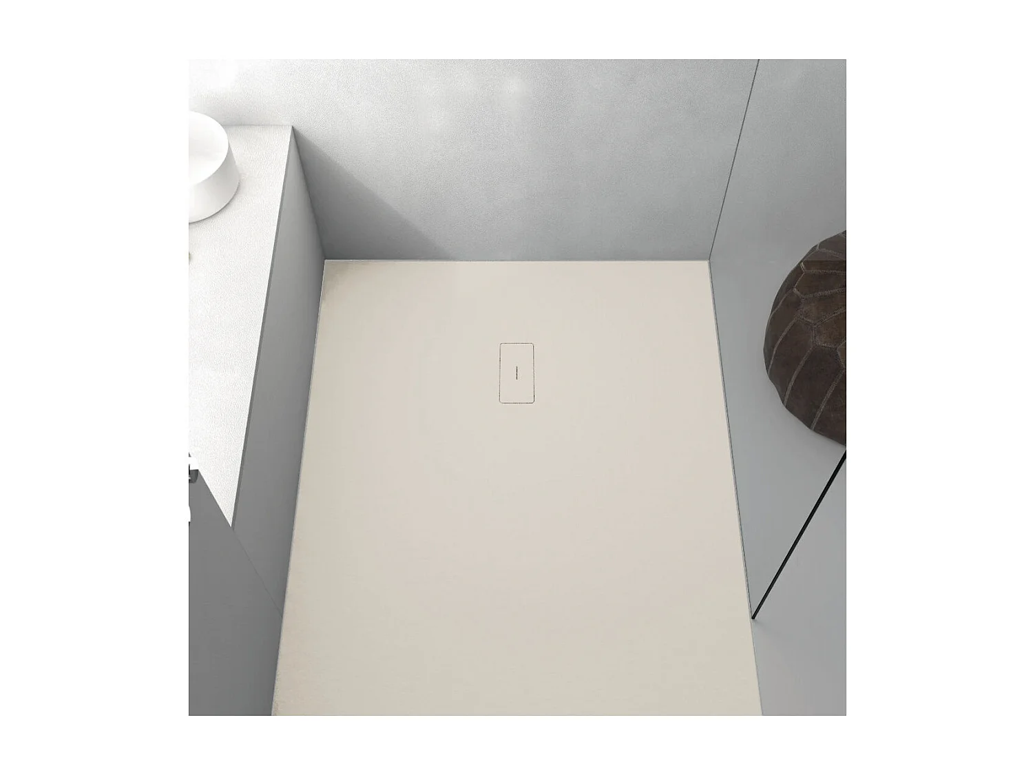 Piatto doccia ultrasottile 90 x 170 cm FUSENCE in resina finitura ardesia sabbia