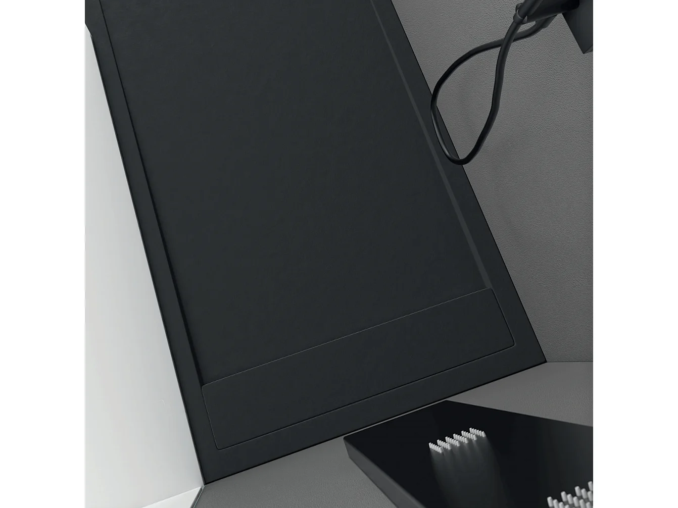 Piatto doccia ultrasottile 90 x 100 cm QUERA in resina finitura ardesia antracite
