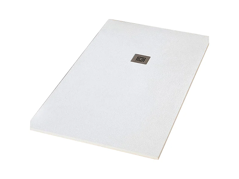 Duschwanne extra flach LOGIC Schieferoptik WEISS 80 x 100 cm