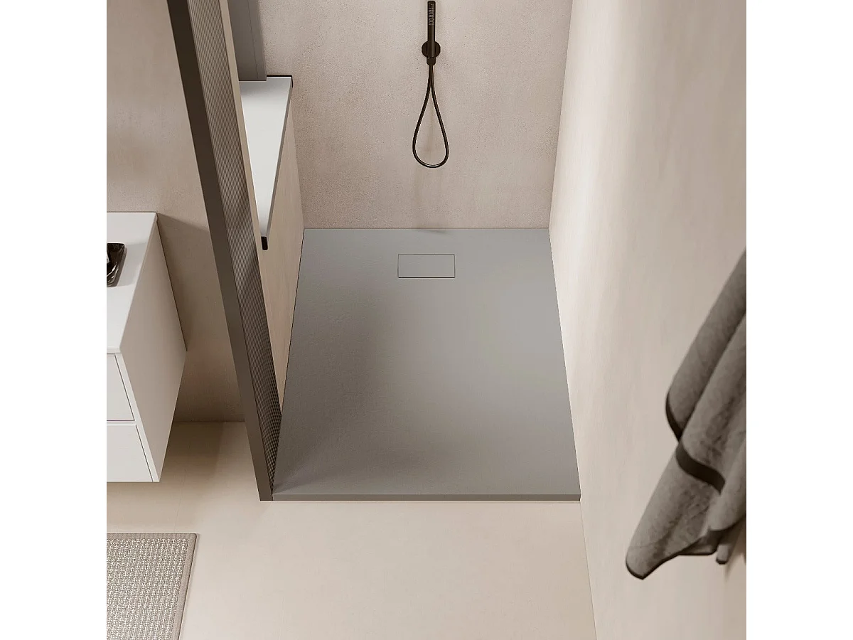 Piatto doccia ultrasottile 80 x 140 cm PIATTO in SoliCast® finitura ardesia grigio