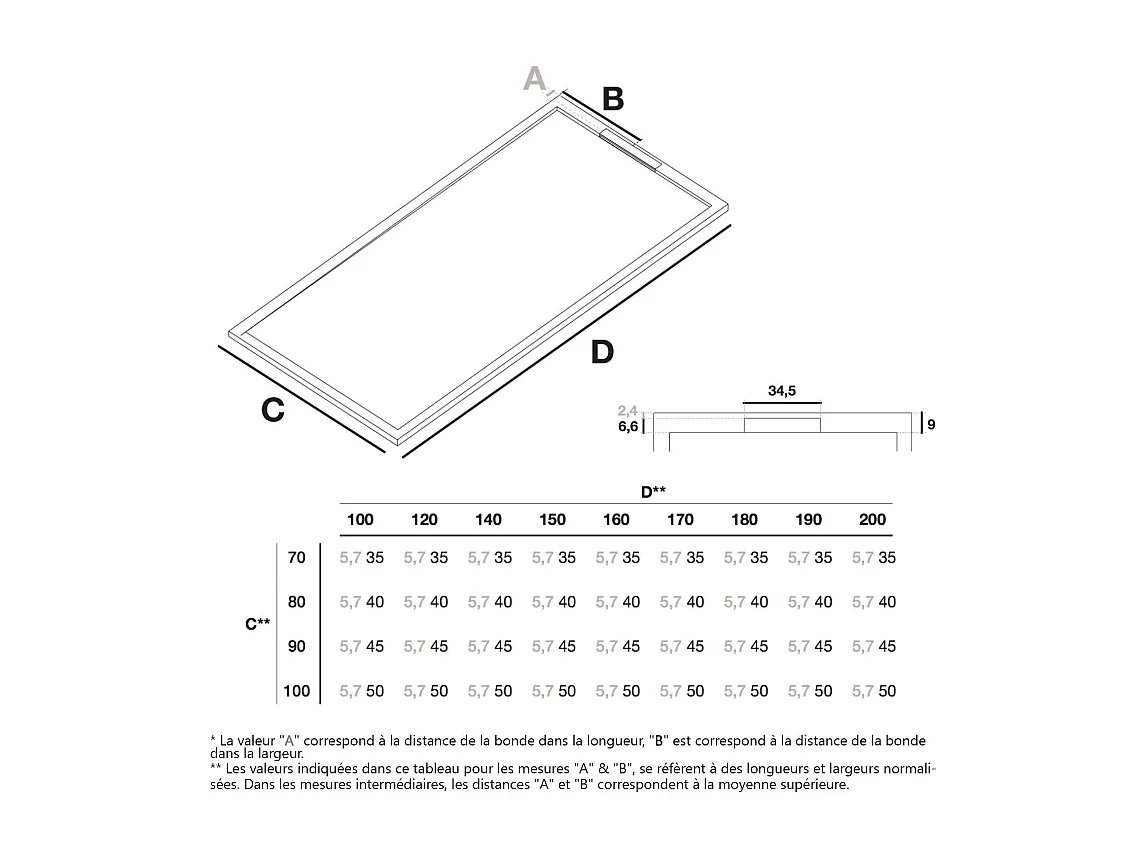 Piatto doccia ultrasottile 70 x 130 cm COSME in resina finitura ardesia sabbia