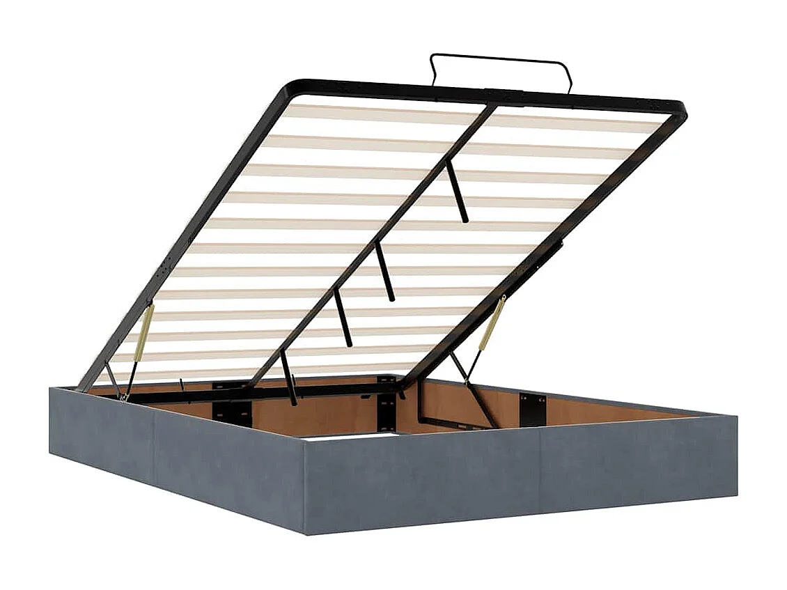 Estructura cama otomana con colchones gris oscuro 140x200cm