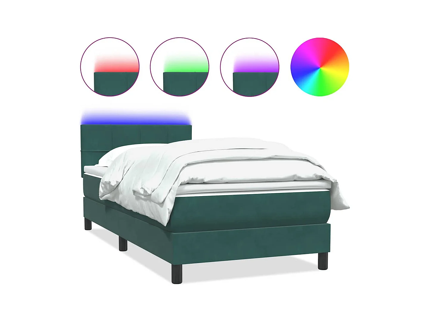 Sommier à lattes de lit et matelas vert foncé 80x220 cm velours