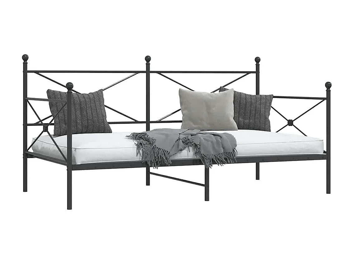 Lit de jour sans matelas noir 100x190 cm acier