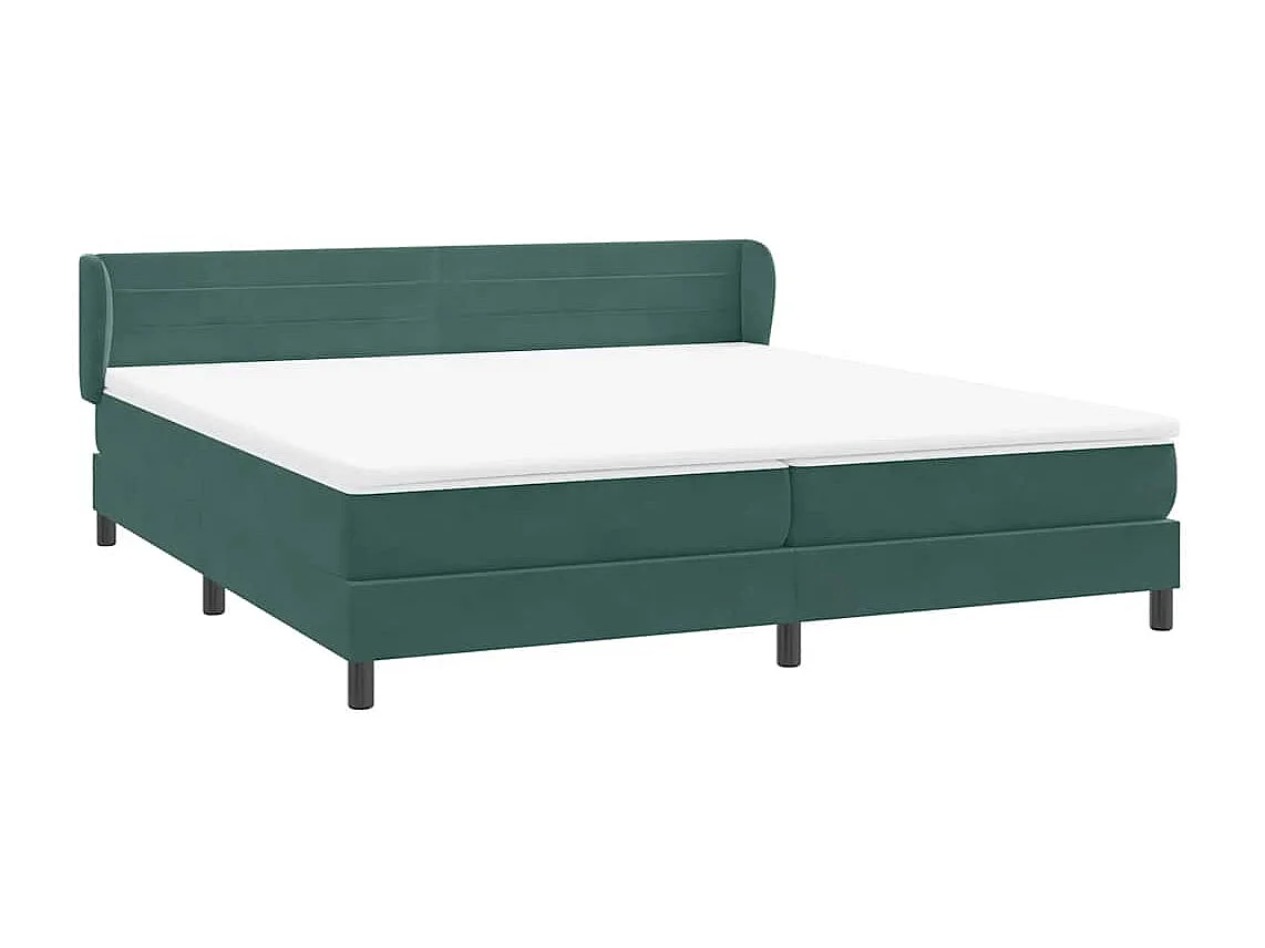 Cama box spring con colchones terciopelo verde oscuro 180x220cm