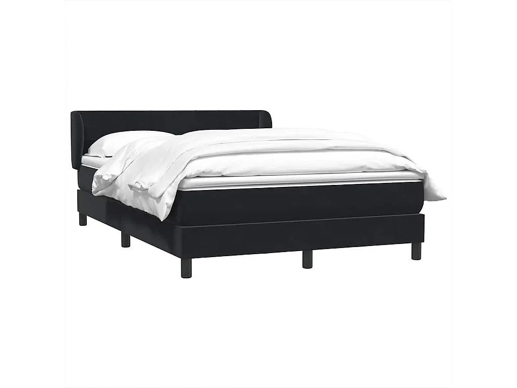 Cama box spring con colchón terciopelo negro 160x210 cm