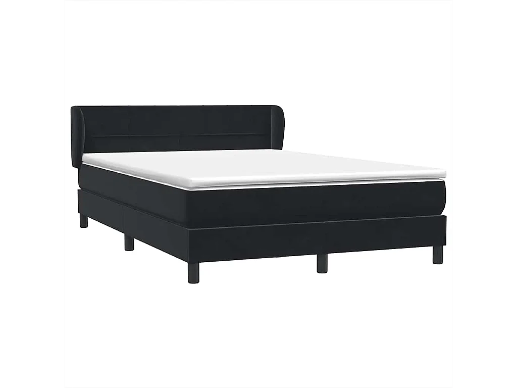 Cama box spring con colchón terciopelo negro 160x210 cm