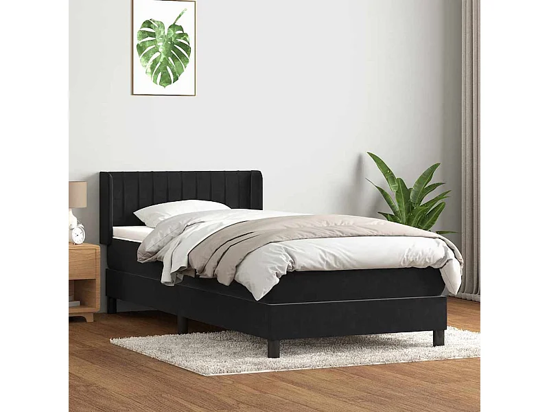 Cama com molas/colchão preto 80x210 cm veludo