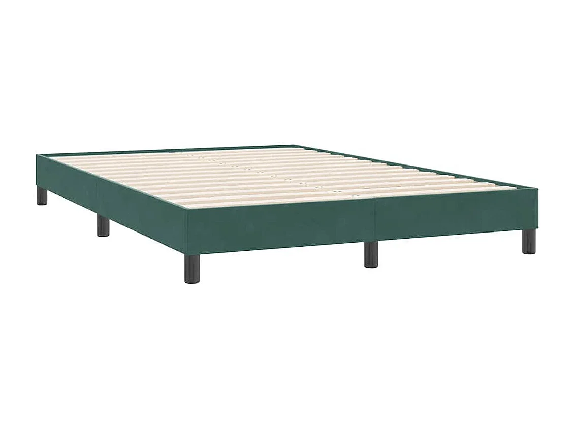 Cama box spring sin colchón verde oscuro terciopelo 140x220 cm