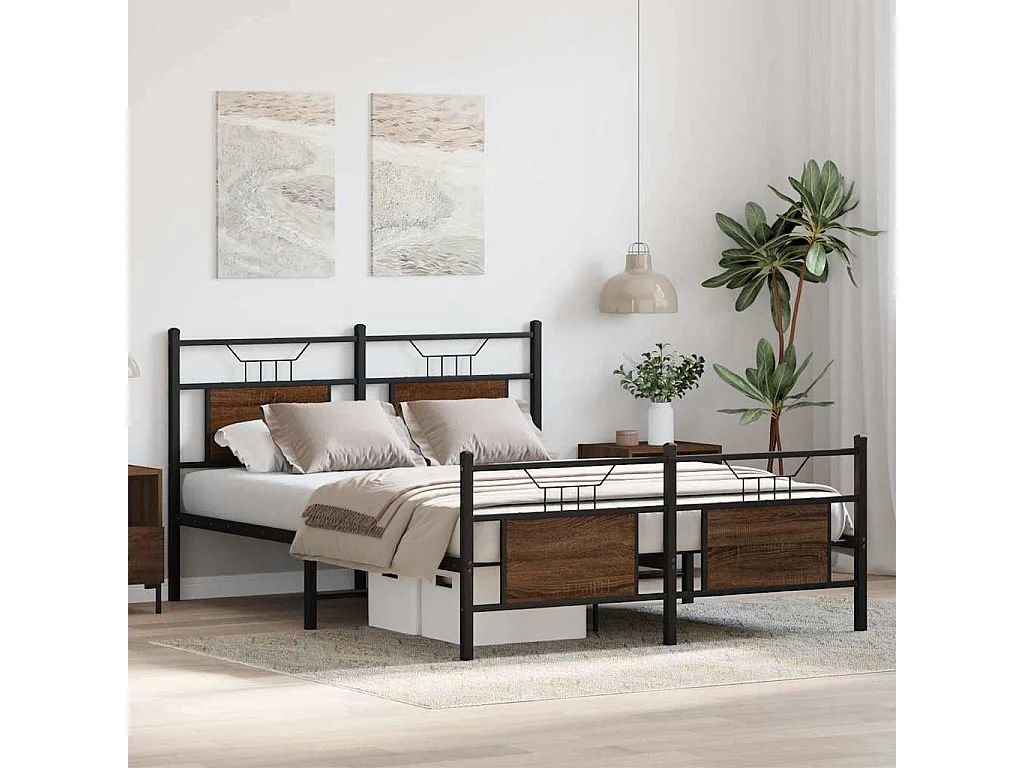 Cadre de lit sans matelas chêne marron 140x190 cm