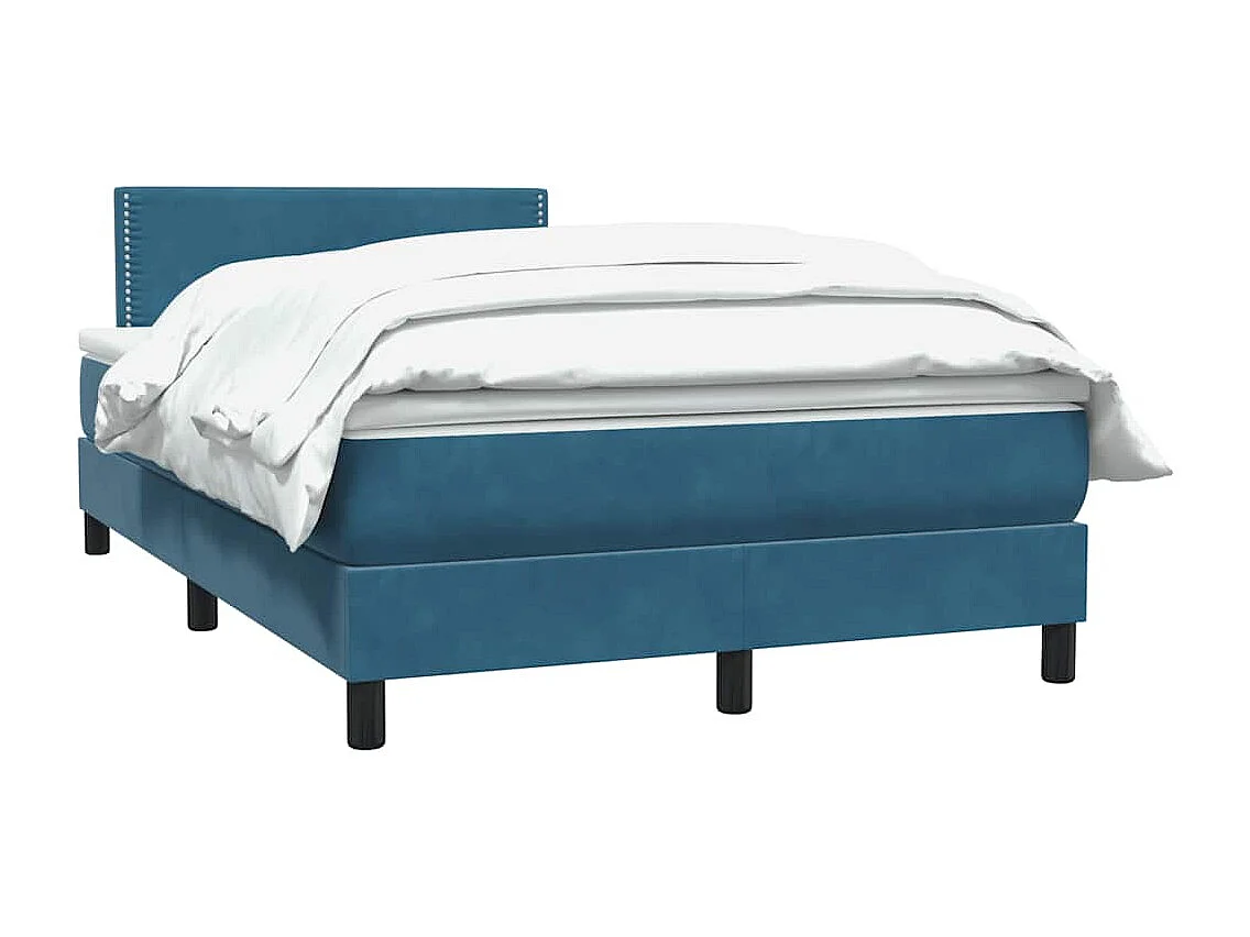 Cama com molas/colchão 120x210 cm veludo azul-escuro