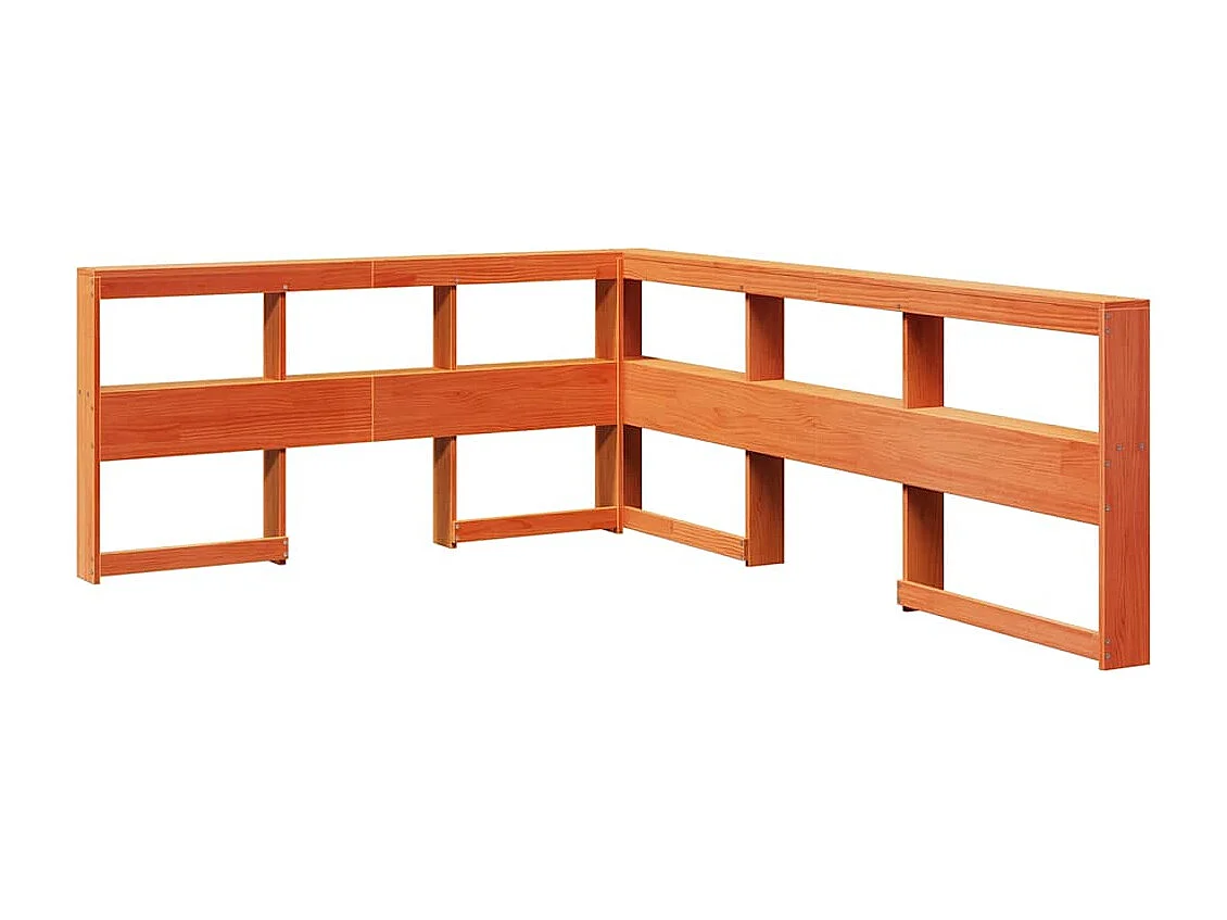 Lit bibliothèque sans matelas cire marron 135x190 cm pin massif