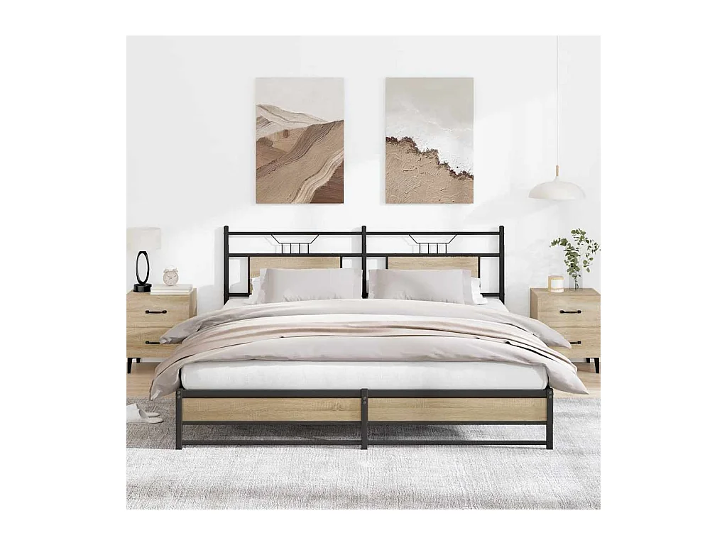 Cadre de lit en métal sans matelas chêne sonoma 180x200 cm