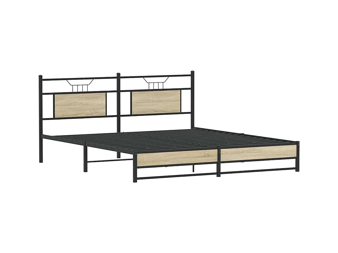 Estrutura de cama sem colchão 180x200cm metal carvalho sonoma