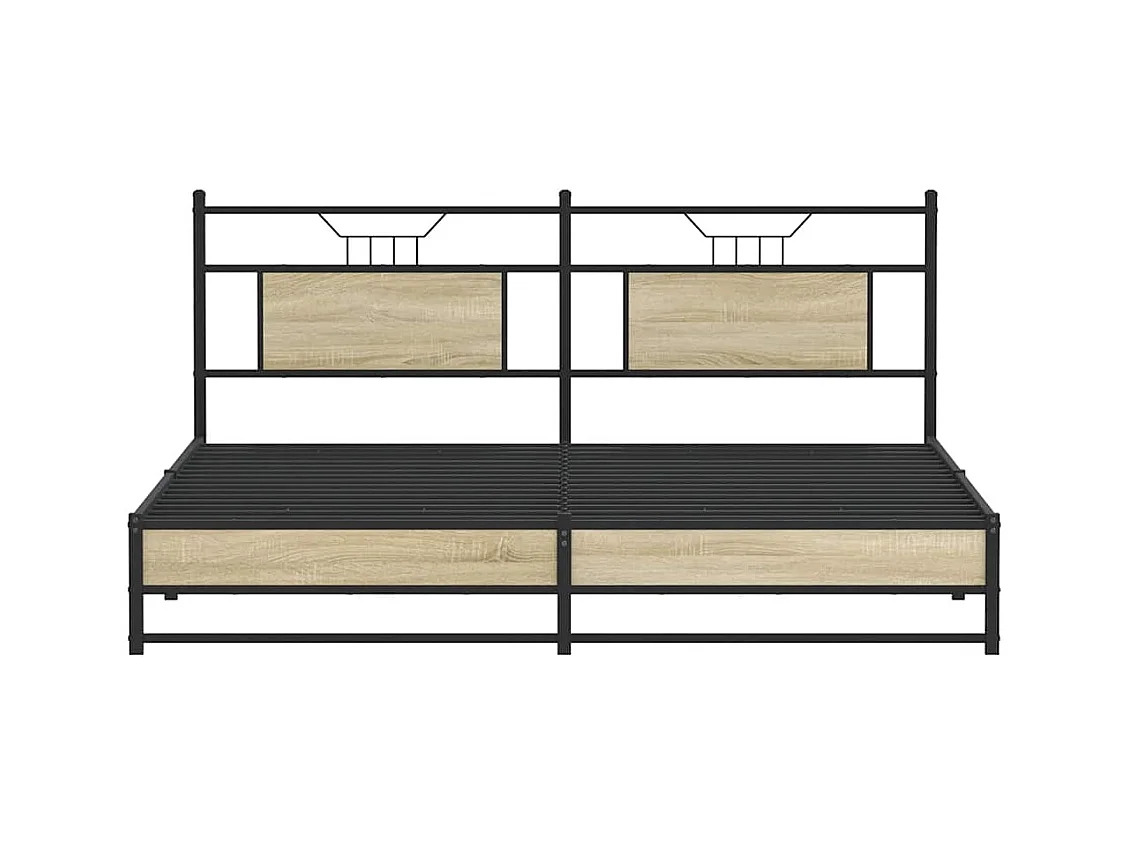 Estrutura de cama sem colchão 180x200cm metal carvalho sonoma