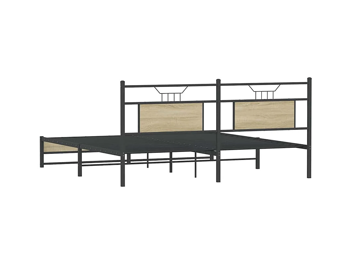 Estrutura de cama sem colchão 180x200cm metal carvalho sonoma