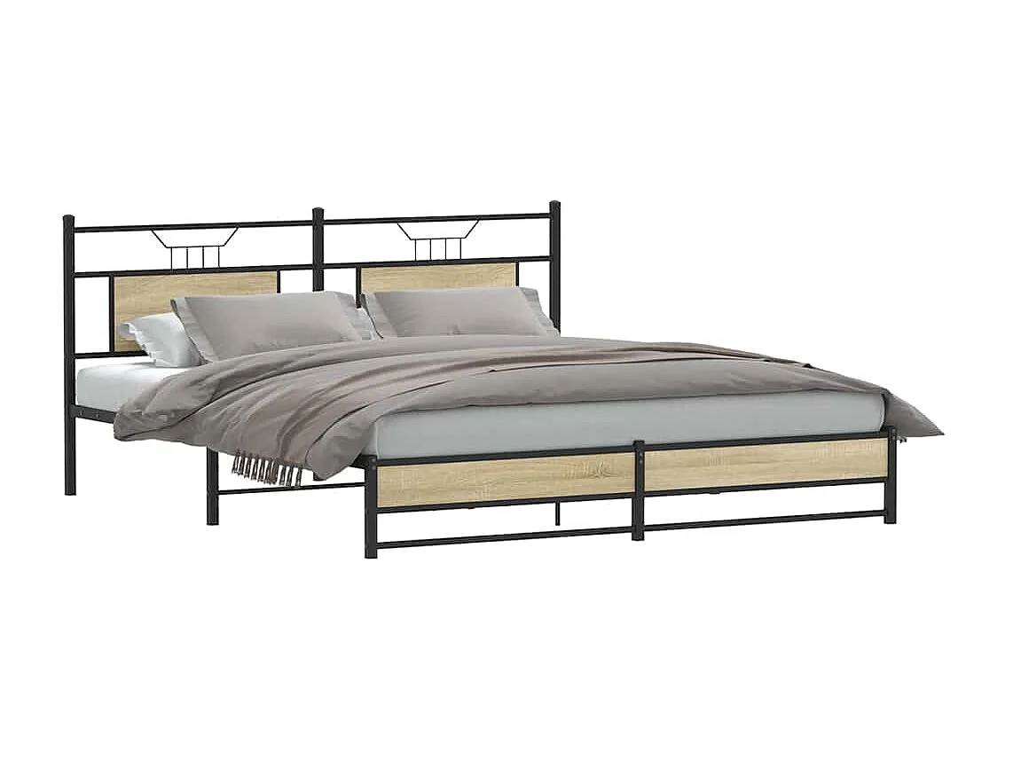 Estructura de cama sin colchón metal roble Sonoma 180x200 cm