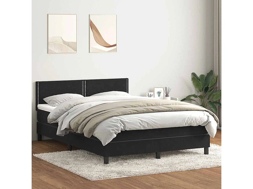 Cama com molas/colchão 140x210 cm veludo preto