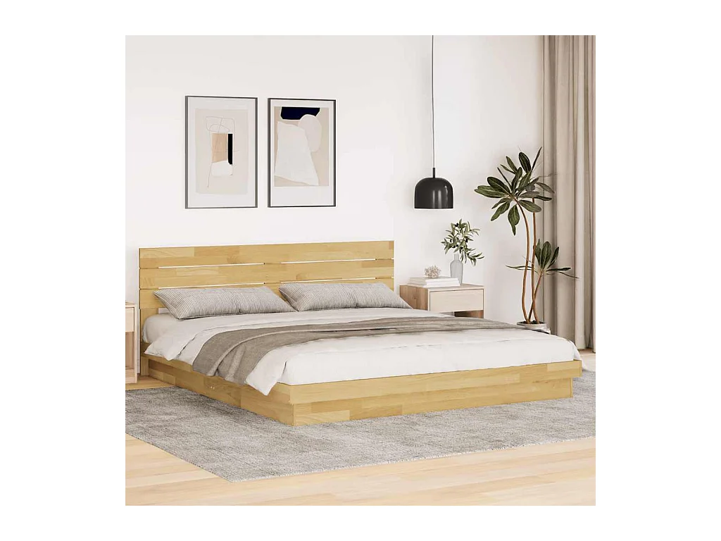 Cadre de lit avec tête de lit sans matelas 200 x 200 cm
