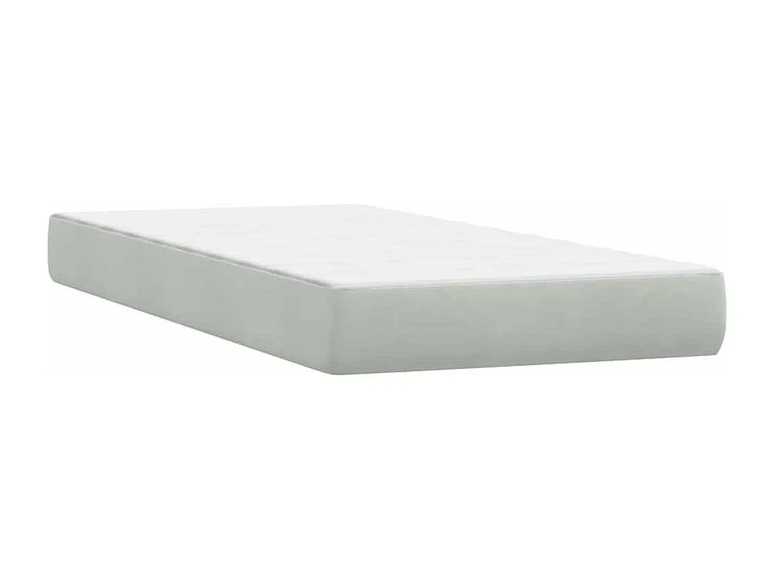 Sommier à lattes de lit et matelas gris clair 90x210 cm velours